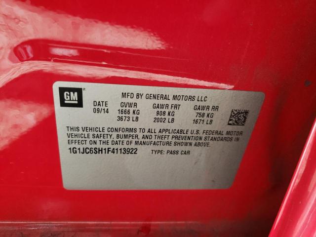 1G1JC6SH1F4113922 - 2015 CHEVROLET SONIC LT RED photo 13