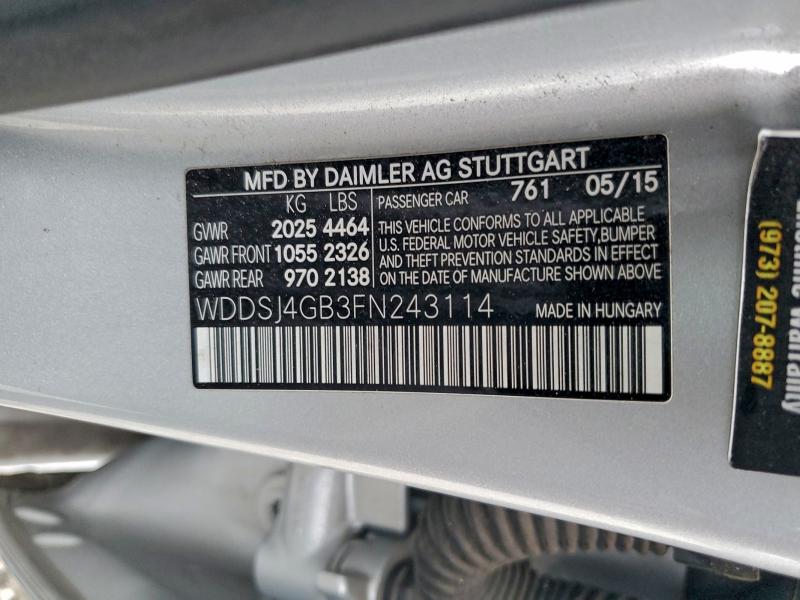 WDDSJ4GB3FN243114 - 2015 MERCEDES-BENZ CLA 250 4MATIC SILVER photo 12