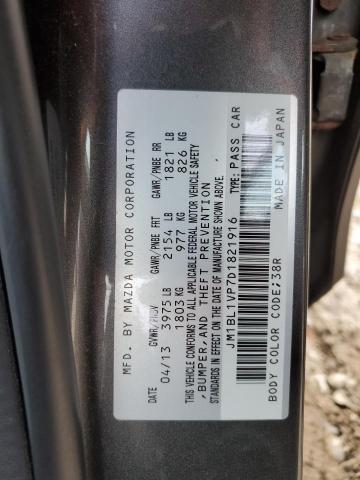 JM1BL1VP7D1821916 - 2013 MAZDA 3 I GRAY photo 12