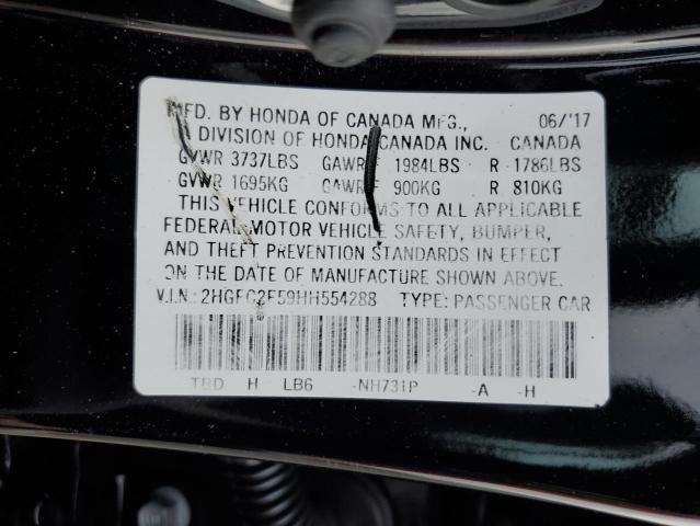 2HGFC2F59HH554288 - 2017 HONDA CIVIC LX 黑色 照片 12