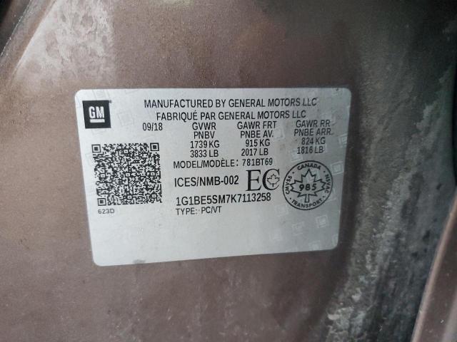 1G1BE5SM7K7113258 - 2019 CHEVROLET CRUZE LT Kahverengi fotoğraf 13