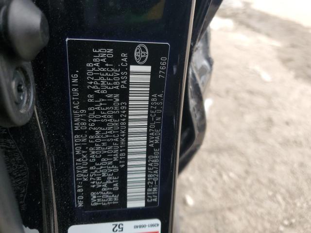 4T1B11HK4KU842493 - 2019 TOYOTA CAMRY L Qara foto 12