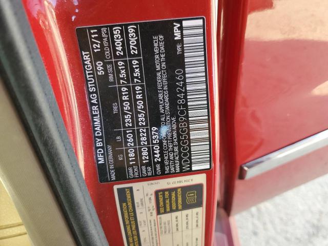 WDCGG5GB9CF842460 - 2012 MERCEDES-BENZ GLK 350 RED photo 12