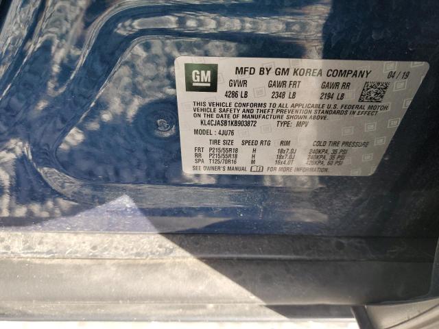 KL4CJASB1KB903872 - 2019 BUICK ENCORE PREFERRED Bleu photo 13