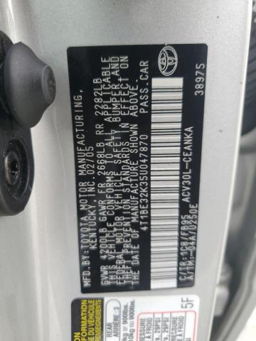 4T1BE32K35U047870 - 2005 TOYOTA CAMRY LE SILVER photo 12