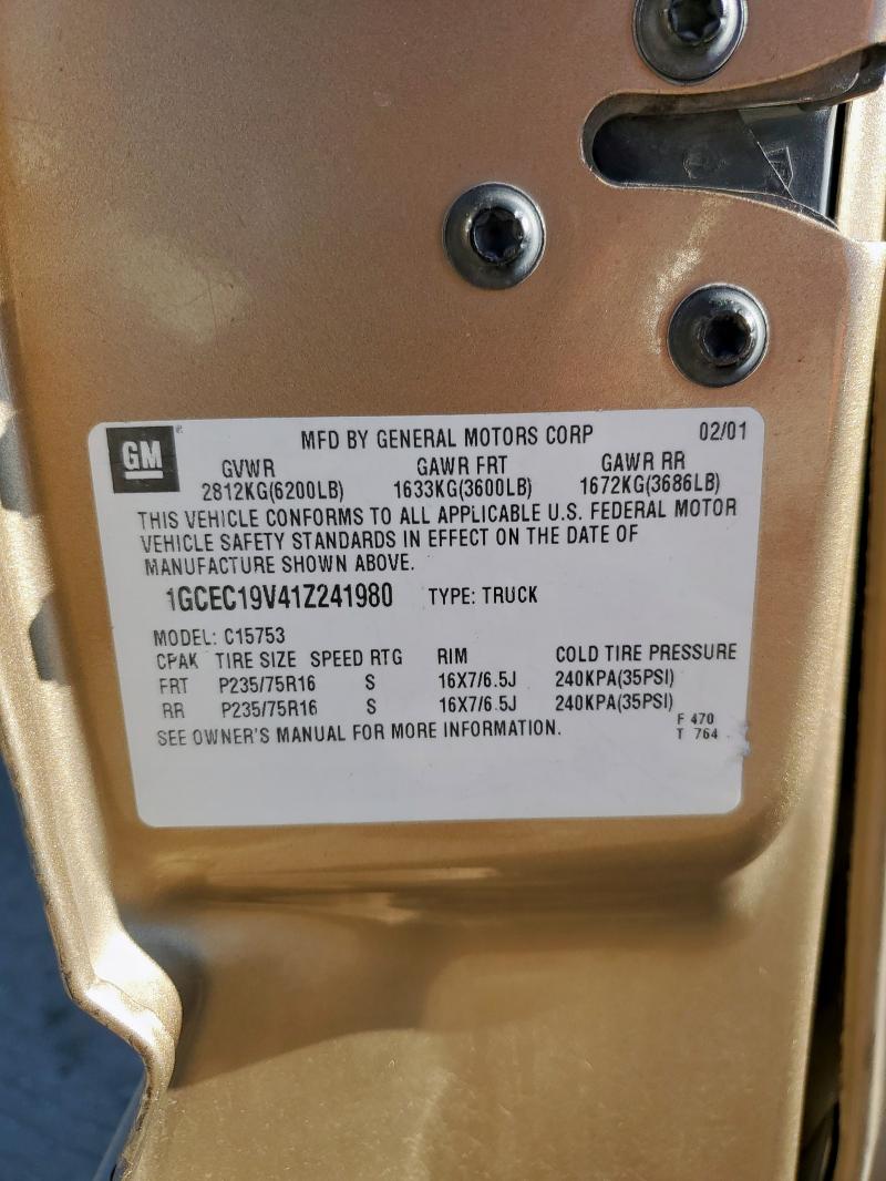 1GCEC19V41Z241980 - 2001 CHEVROLET SILVERADO C1500 TAN photo 12