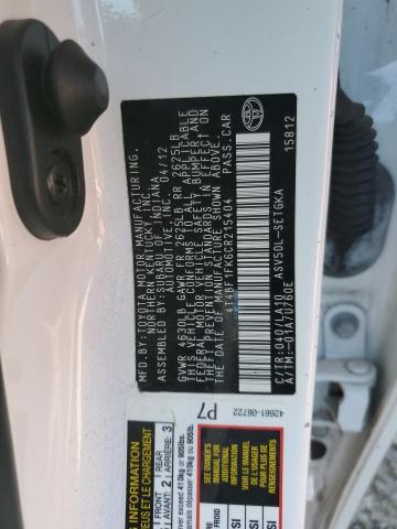 4T4BF1FK6CR215404 - 2012 TOYOTA CAMRY BASE WHITE photo 12