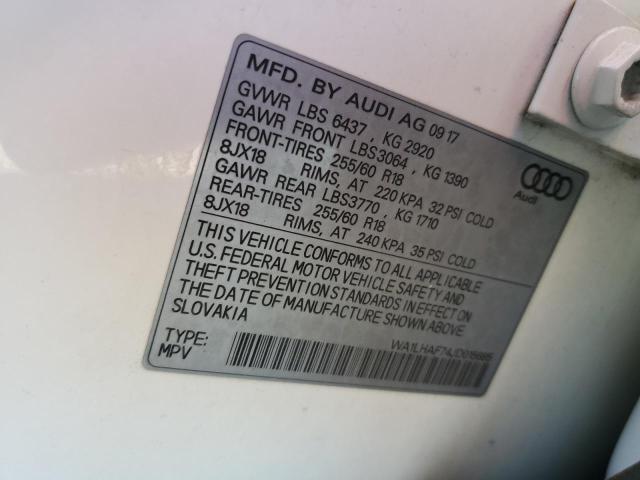 WA1LHAF74JD015685 - 2018 AUDI Q7 PREMIUM PLUS Ақ фото 13