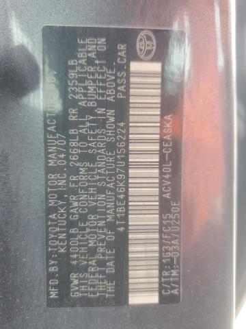 4T1BE46K97U156224 - 2007 TOYOTA CAMRY CE Boz foto 12