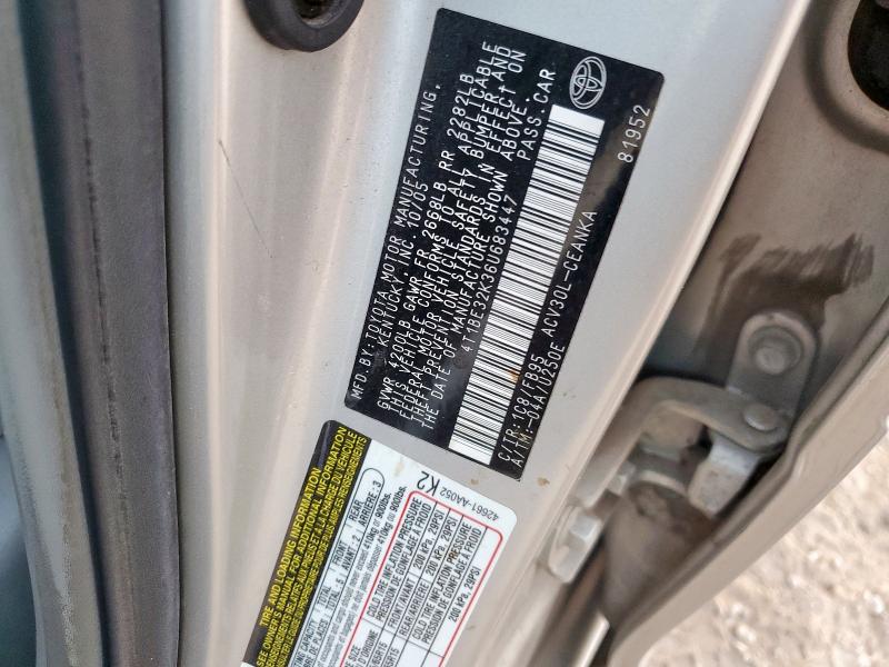 4T1BE32K36U683447 - 2006 TOYOTA CAMRY LE Күміс фото 12