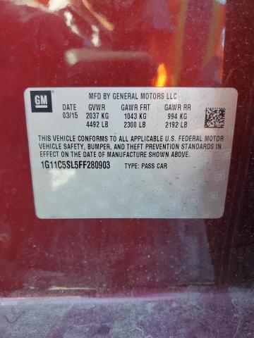 1G11C5SL5FF280903 - 2015 CHEVROLET MALIBU 1LT BURGUNDY photo 12