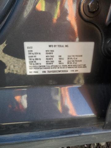 7SAYGDEE2NF393554 - 2022 TESLA MODEL Y CHARCOAL photo 13