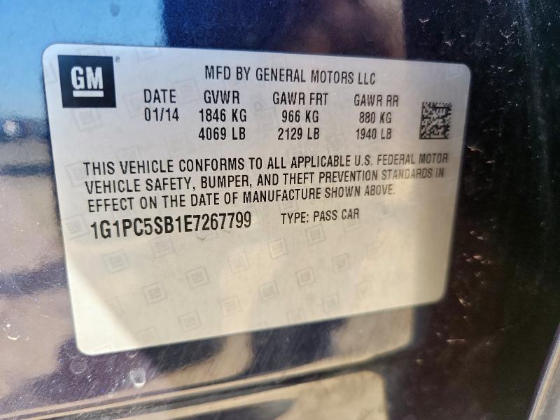 1G1PC5SB1E7267799 - 2014 CHEVROLET CRUZE LT ლურჯი ფოტო 12