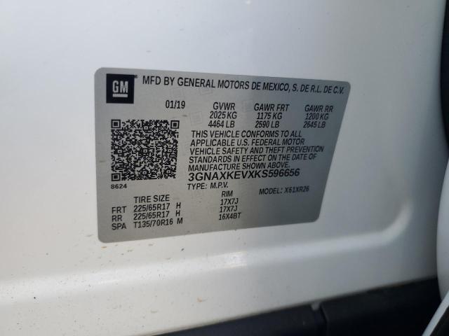 3GNAXKEVXKS596656 - 2019 CHEVROLET EQUINOX LT أبيض صورة 13