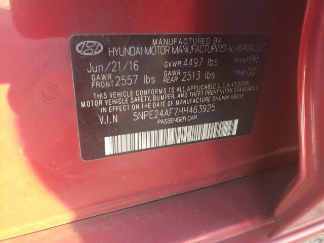 5NPE24AF7HH463925 - 2017 HYUNDAI SONATA SE წითელი ფოტო 12