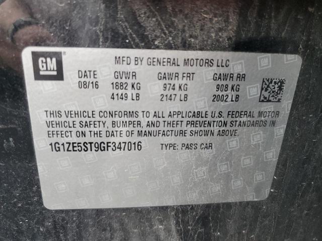 1G1ZE5ST9GF347016 - 2016 CHEVROLET MALIBU LT BLACK photo 12