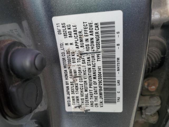 JHMFB4F29CS004141 - 2012 HONDA CIVIC HYBRID GRAY photo 12
