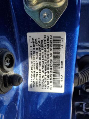 19XFC1F39GE035260 - 2016 HONDA CIVIC EX BLUE photo 12