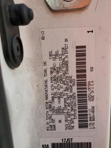 5TFRY5F14DX139879 - 2013 TOYOTA TUNDRA DOUBLE CAB SR5 WHITE photo 12