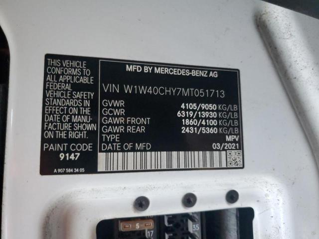 W1W40CHY7MT051713 - 2021 MERCEDES-BENZ SPRINTER 2500 WHITE photo 12