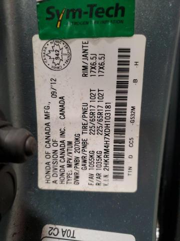 2HKRM4H7XDH103181 - 2013 HONDA CR-V EXL TEAL photo 13