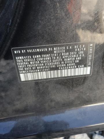 3VWC57BU2KM112397 - 2019 VOLKSWAGEN JETTA S BLACK photo 12