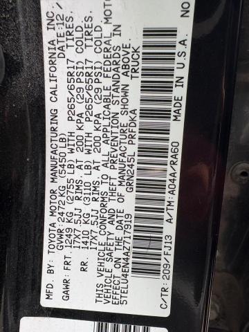 5TELU4EN4AZ717919 - 2010 TOYOTA TACOMA DOUBLE CAB 黑色 照片 10