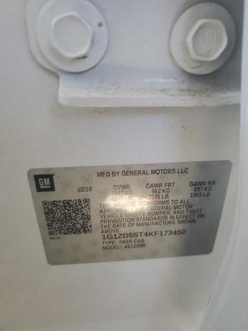 1G1ZD5ST4KF173450 - 2019 CHEVROLET MALIBU LT WHITE photo 12