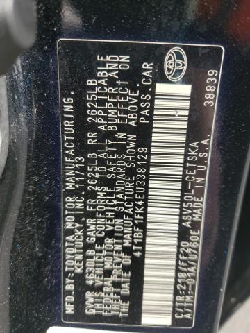 4T1BF1FK4EU338129 - 2014 TOYOTA CAMRY L BLACK photo 12