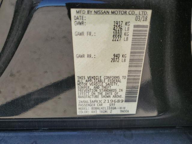 1N4AL3APXJC219689 - 2018 NISSAN ALTIMA 2.5 Чорний фото 12