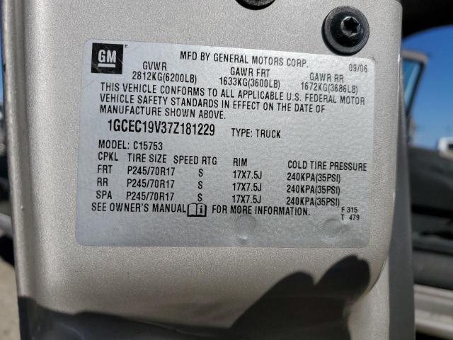 1GCEC19V37Z181229 - 2007 CHEVROLET SILVERADO C1500 CLASSIC 灰色 照片 12