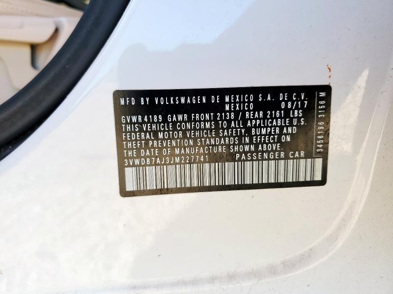 3VWDB7AJ3JM227741 - 2018 VOLKSWAGEN JETTA SE თეთრი ფოტო 12