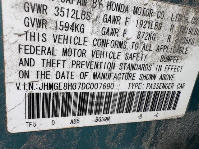 JHMGE8H37DC007690 - 2013 HONDA FIT 蓝色 照片 11