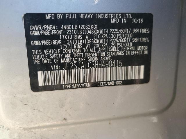 JF2SJAEC3HH490415 - 2017 SUBARU FORESTER 2.5I PREMIUM 银色 照片 13