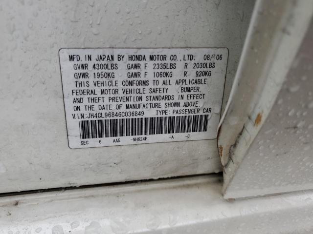 JH4CL96846C036849 - 2006 ACURA TSX WHITE photo 12