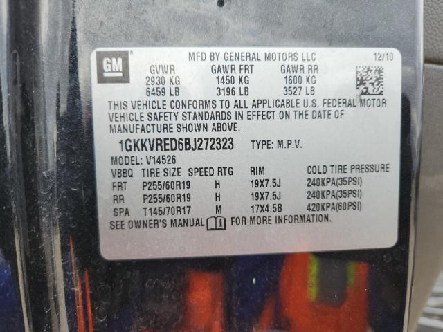 1GKKVRED6BJ272323 - 2011 GMC ACADIA SLT-1 გრაფიტი ფოტო 13