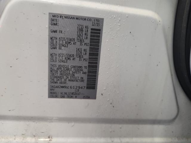 5N1AR2MM9GC612947 - 2016 NISSAN PATHFINDER S თეთრი ფოტო 13