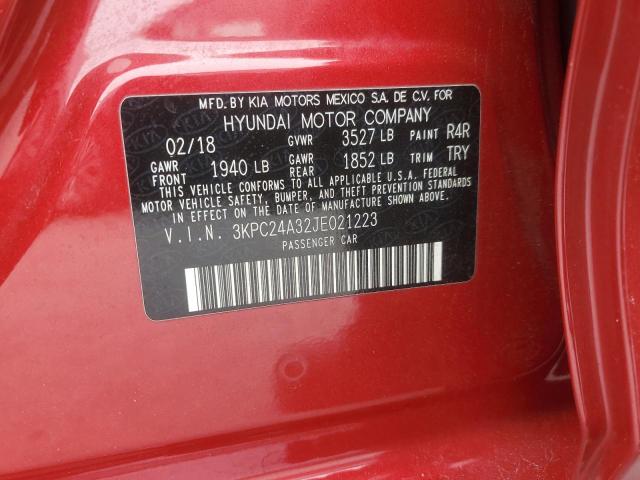 3KPC24A32JE021223 - 2018 HYUNDAI ACCENT SE 红色 照片 13