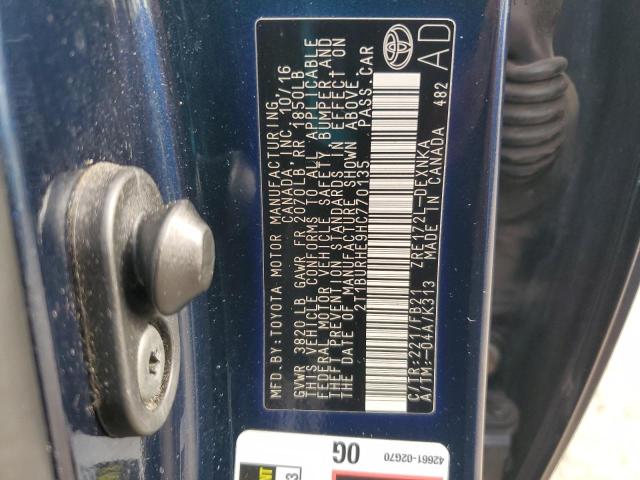 2T1BURHE9HC770135 - 2017 TOYOTA COROLLA L 蓝色 照片 12