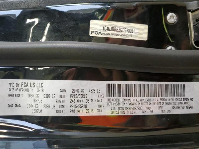 1C4NJDBB2GD673951 - 2016 JEEP COMPASS SPORT Czarny zdjęcie 13