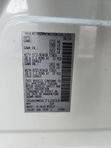 5N1AR2MM5EC712010 - 2014 NISSAN PATHFINDER S თეთრი ფოტო 12