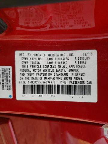 1HGCR2F57GA034976 - 2016 HONDA ACCORD SPORT RED photo 13