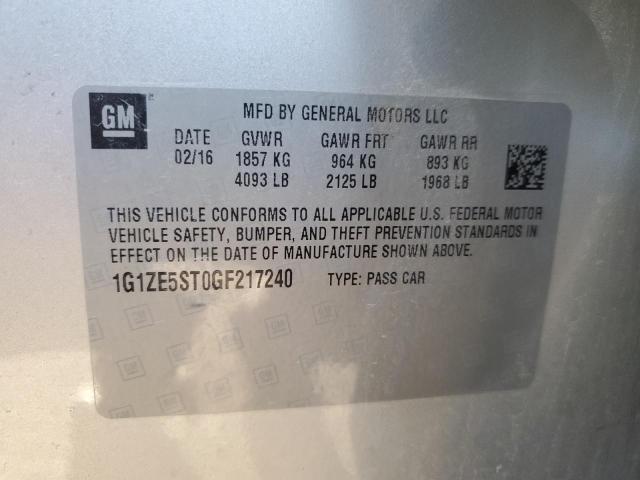 1G1ZE5ST0GF217240 - 2016 CHEVROLET MALIBU LT SILVER photo 13