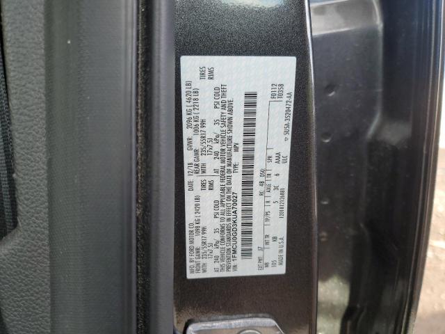 1FMCU0GD3KUA70027 - 2019 FORD ESCAPE SE Gri fotoğraf 13