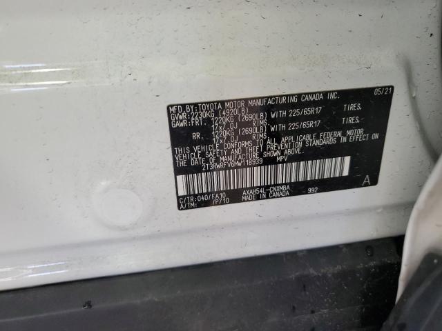2T3RWRFV6MW118939 - 2021 TOYOTA RAV4 XLE WHITE photo 13