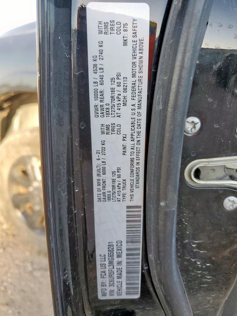 3C6UR5FL3MG658281 - 2021 RAM 2500 LARAMIE შავი ფოტო 12