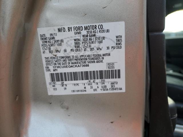 1FMCU0EG4CKA73688 - 2012 FORD ESCAPE LIMITED 金色 照片 13