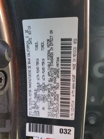 3TMCZ5AN3JM145445 - 2018 TOYOTA TACOMA DOUBLE CAB GRAY photo 12