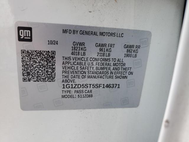 1G1ZD5ST5SF146371 - 2025 CHEVROLET MALIBU LT WHITE photo 12