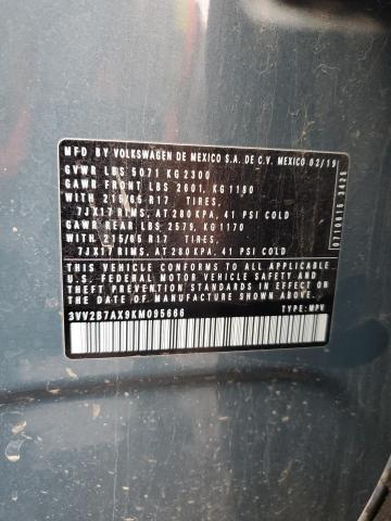 3VV2B7AX9KM095666 - 2019 VOLKSWAGEN TIGUAN SE BLUE photo 13